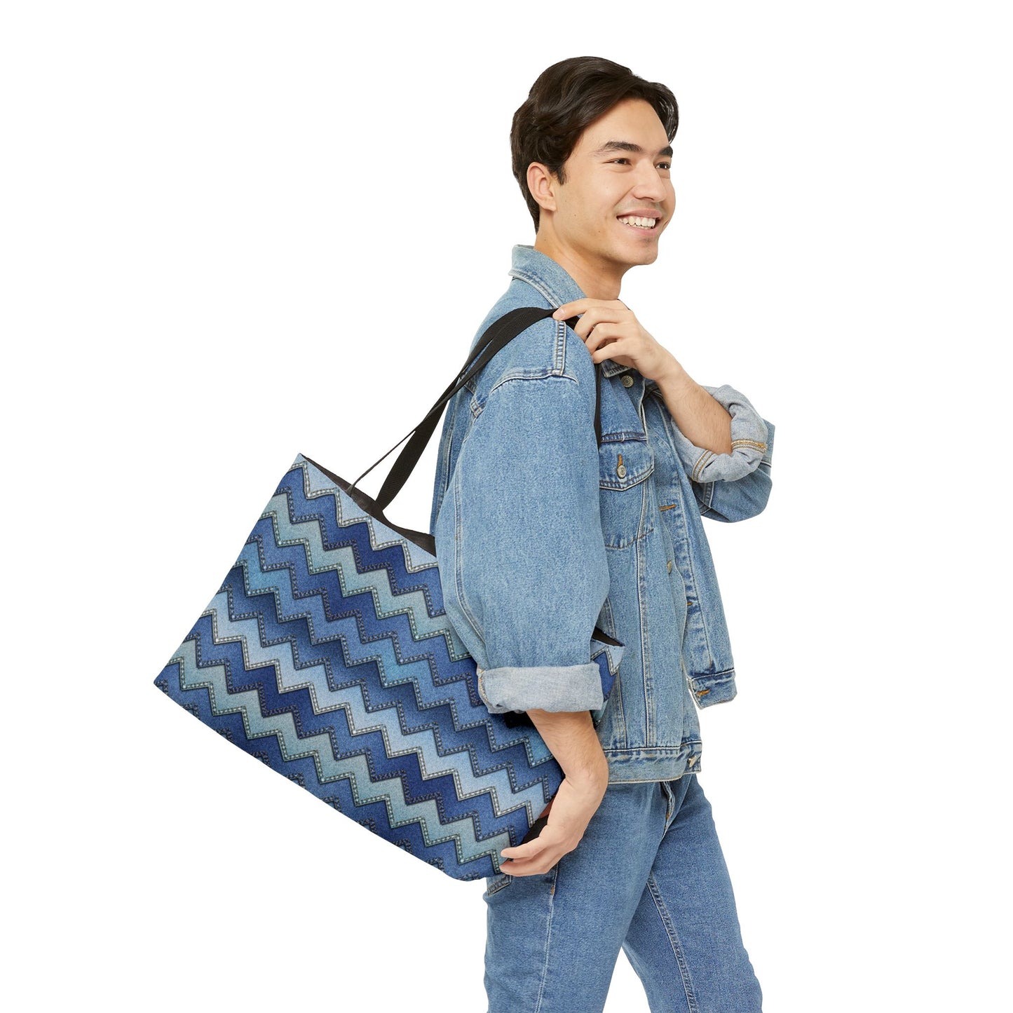 Denim Print Yoga Bag High-Quality 100% Spun Polyester 24x13 Canvas Gym Bag 18