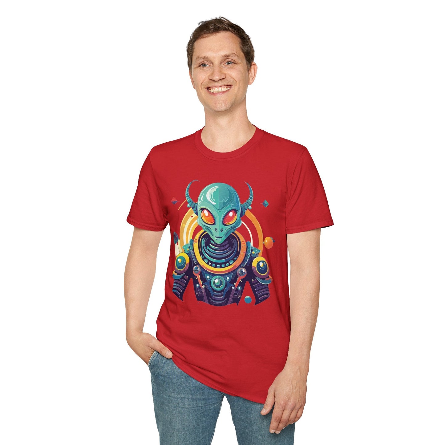 Alien Graphic Unisex Cotton Softstyle UFO Artwork Tee 2