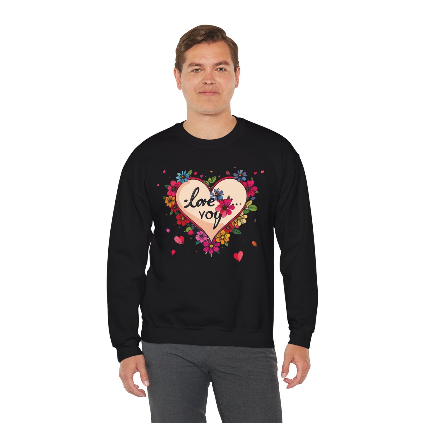 Big Heart Sweatshirt, Floral Heart Sweatshirt, Floral Love Sweatshirt, Valentine's Day Sweatshirt, Heart Floral Sweatshirt 109