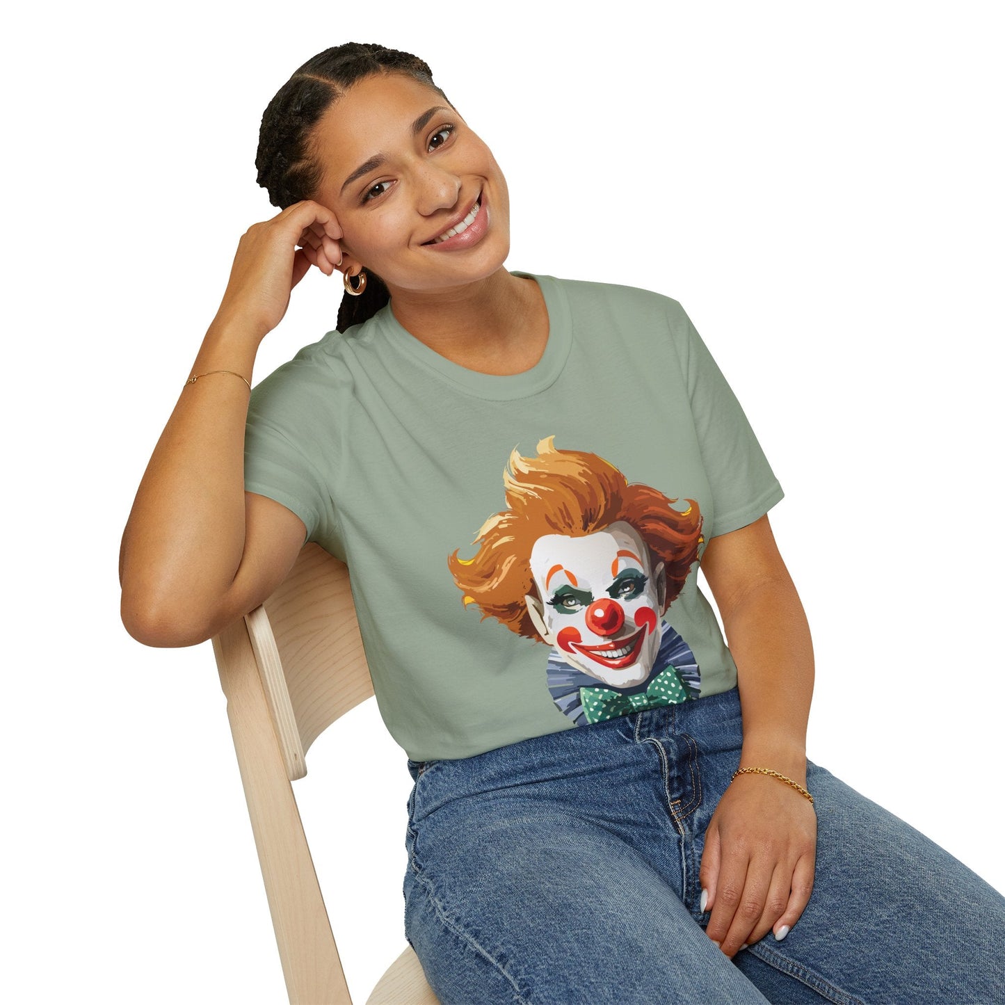 Clown Theme T Shirt Funny Man Circus Scary Man Unisex Gildan Softstyle Graphic Tee Everyday Wear