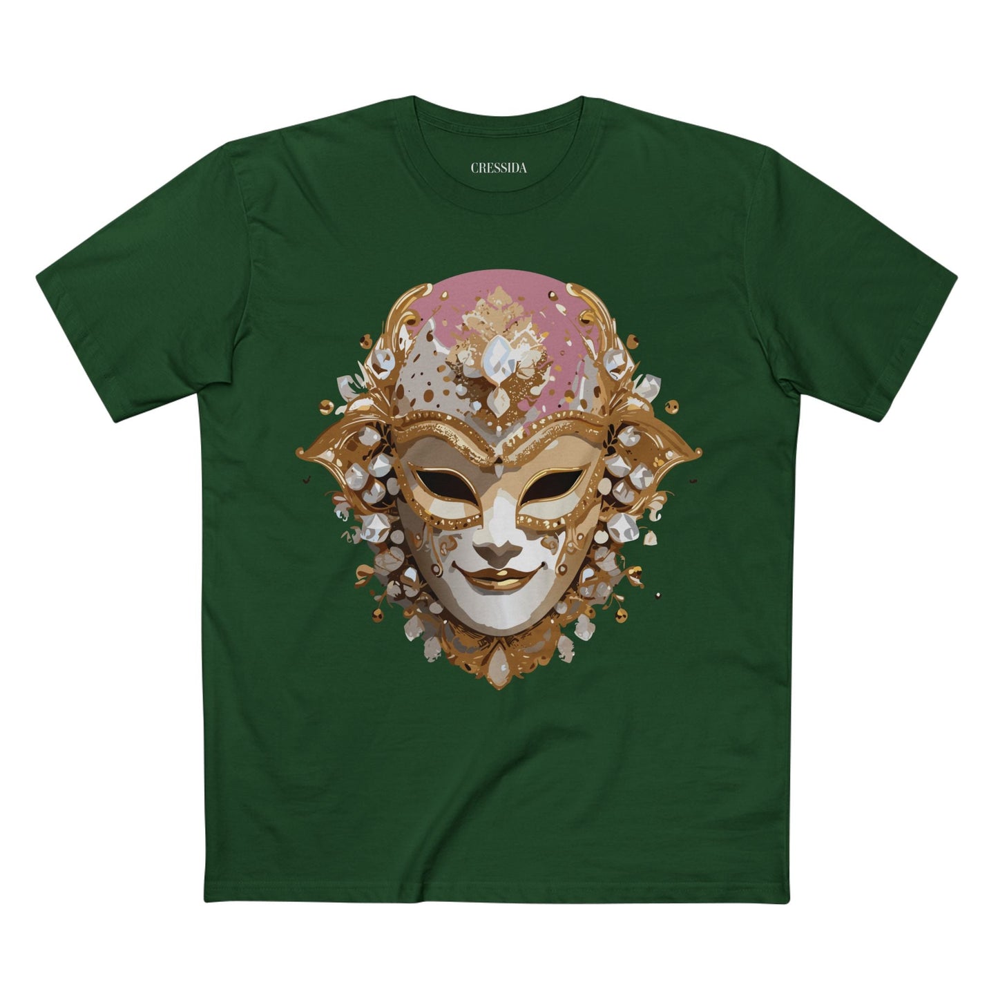 Carnival Mask Graphic T-Shirt Unisex 100 Cotton With Antique Gold Art Design Tee 19