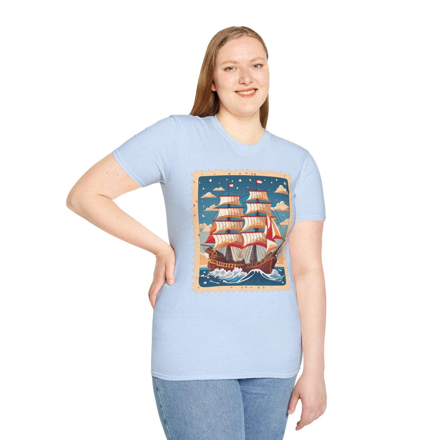Ship T Shirt Unisex Frigate Vessel Tee Gildan Softstyle 64000 100 Percent Ring Spun Cotton