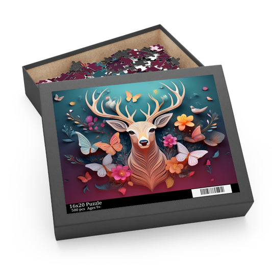 Puzzles-49 Kids Deer Puzzle 500-Piece  Floral Deer Puzzle 500-Piece, Animals Kids Puzzles Size: 16" x 20",  Ages 9+