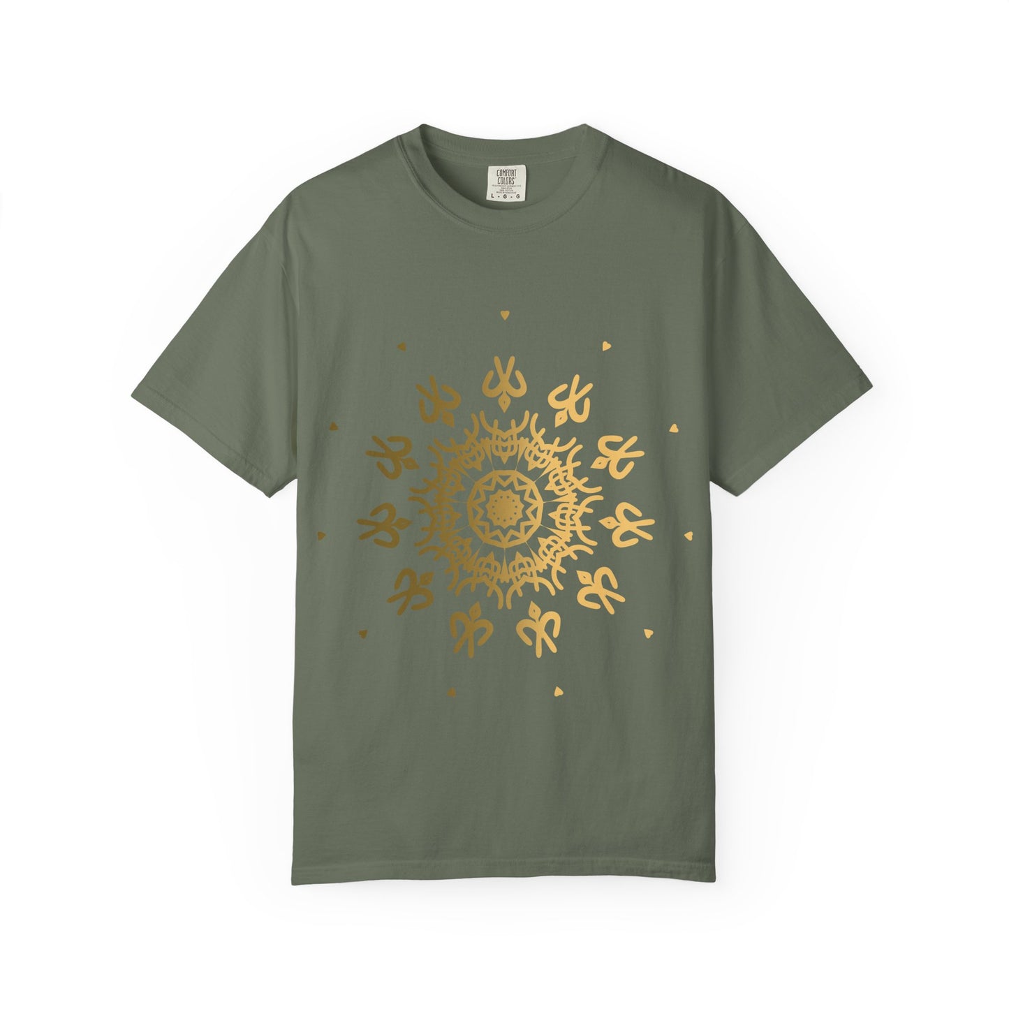 Unisex Garment Dyed Cotton T-Shirt with Mandala Graphic Design