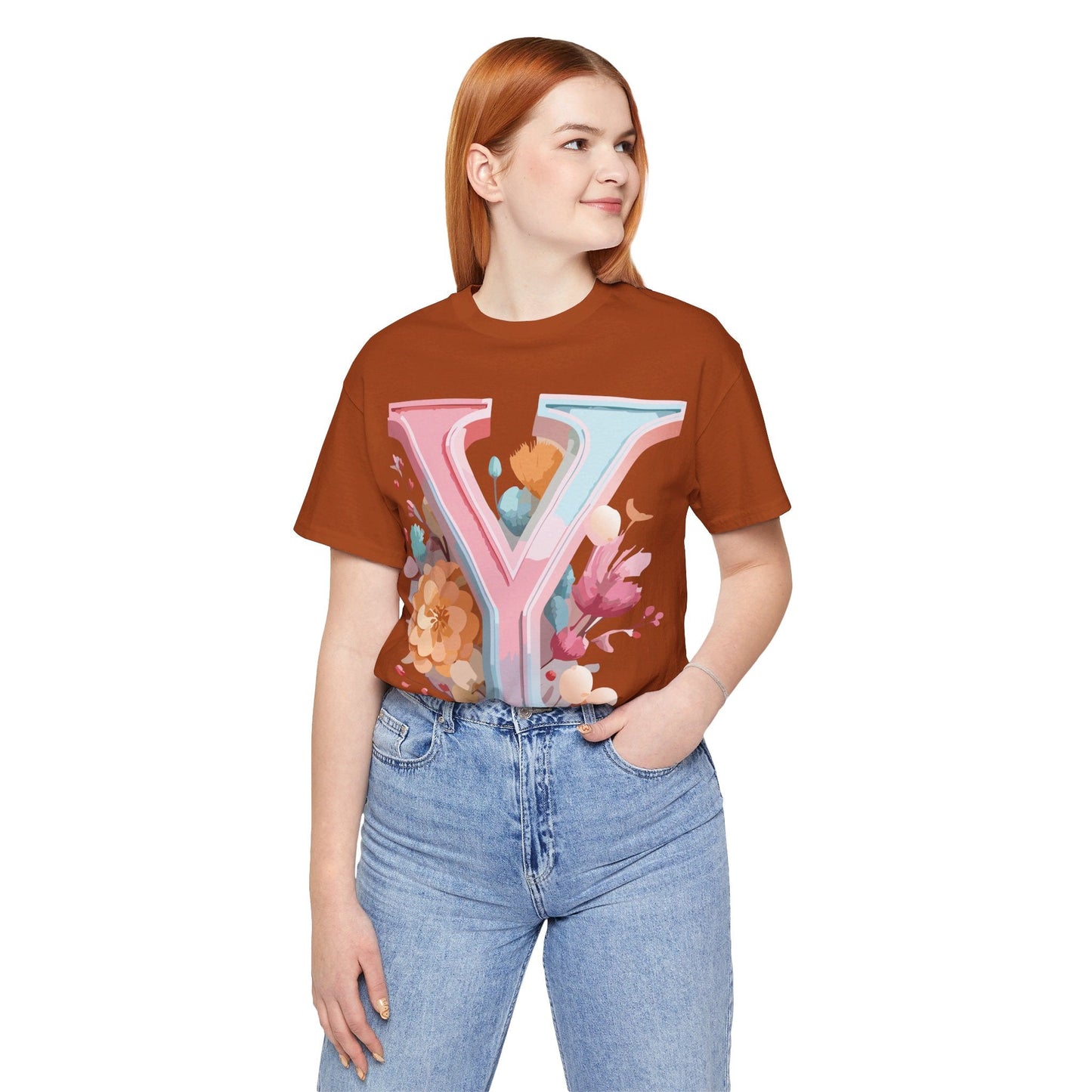 Letter Y Graphic Tee Unisex Short Sleeve Vintage Inspired Artwork Adelpha Premium
