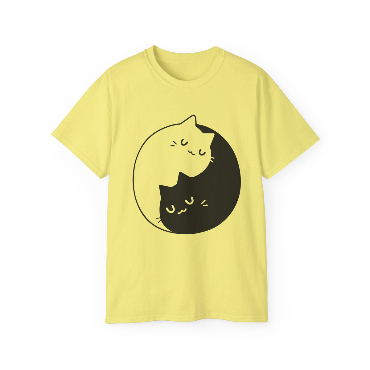 Yin Yang Cats T-Shirt | Black White Cat Illustration, Cute Kittens Tee