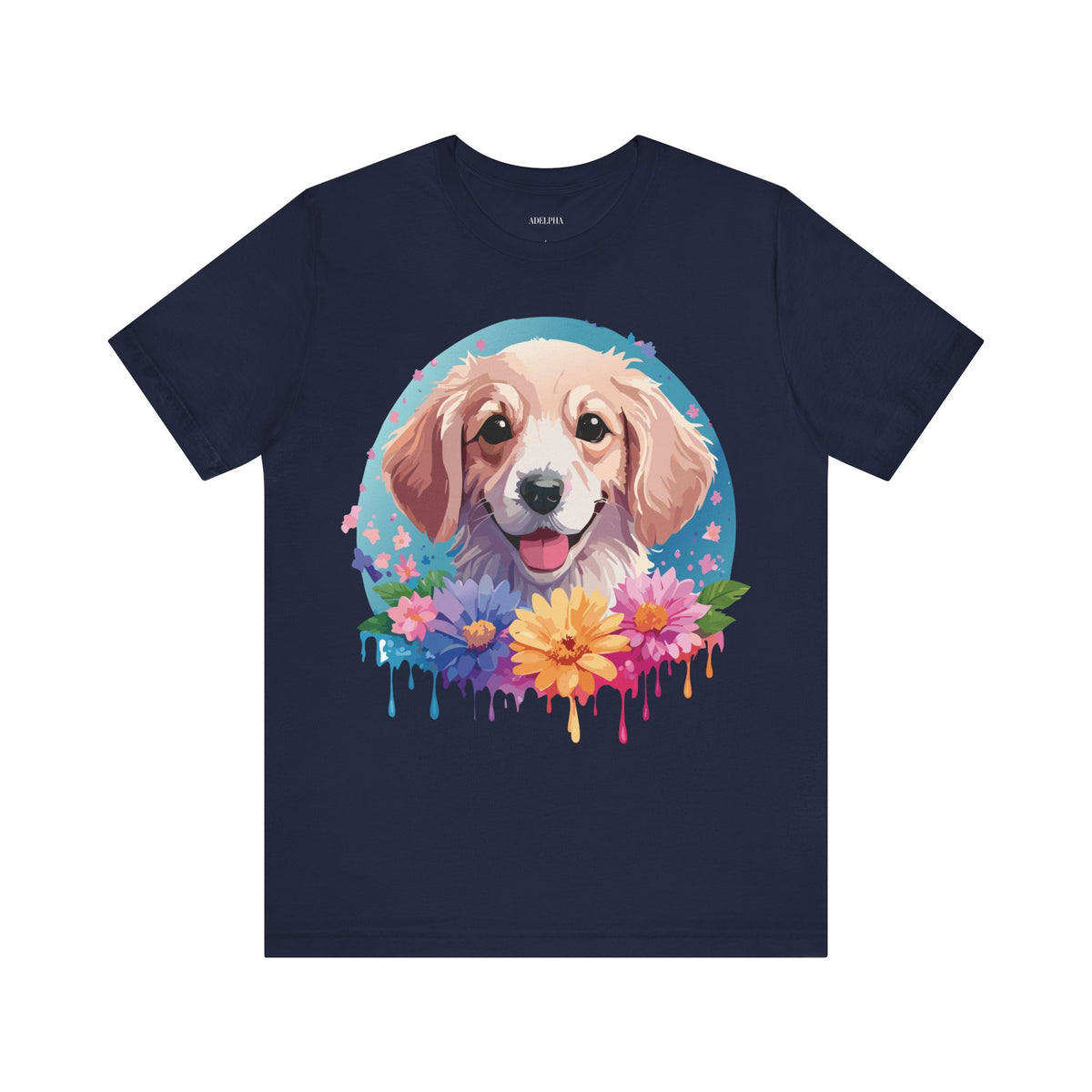 Dog Graphic Unisex Cotton Bella+Canvas Tee with Art Animal Design e113