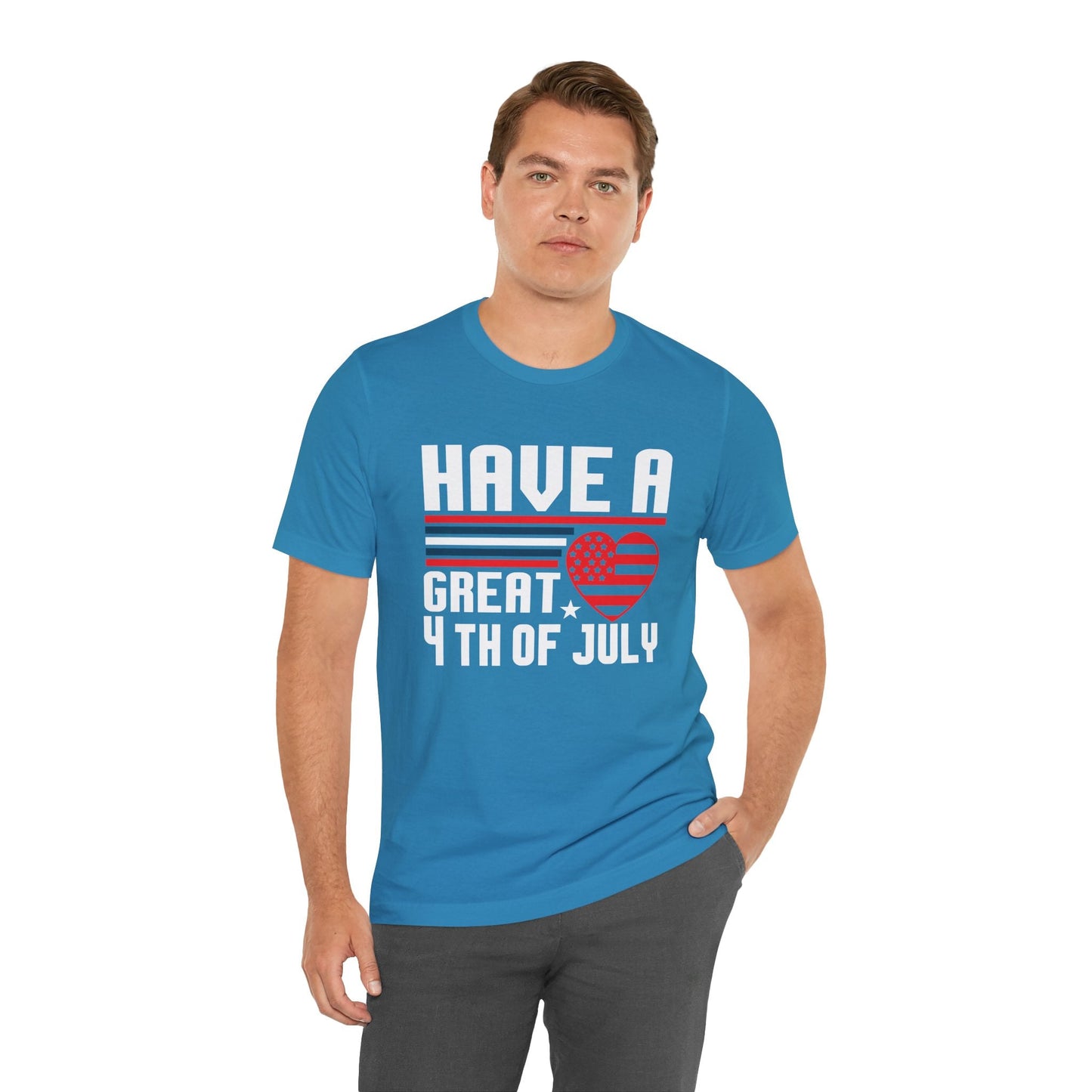 4th of July American Flag Graphic Unisex Cotton T-Shirt 020