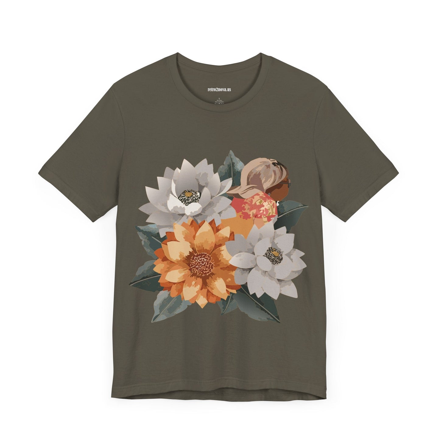 Retro2Nova Flowers Shirt Floral Shirt Unisex Floral Tee Lightweight Breathable Jersey