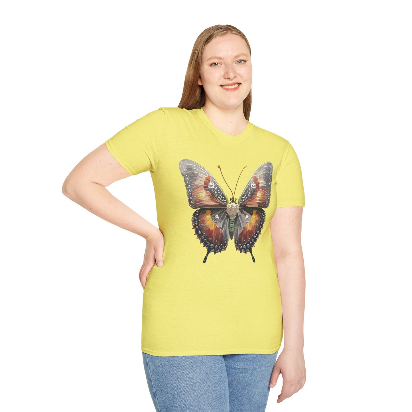 Butterfly Shirt Unisex Lightweight 100 Cotton Gildan Softstyle 64000 Tee Monarch Butterfly Design