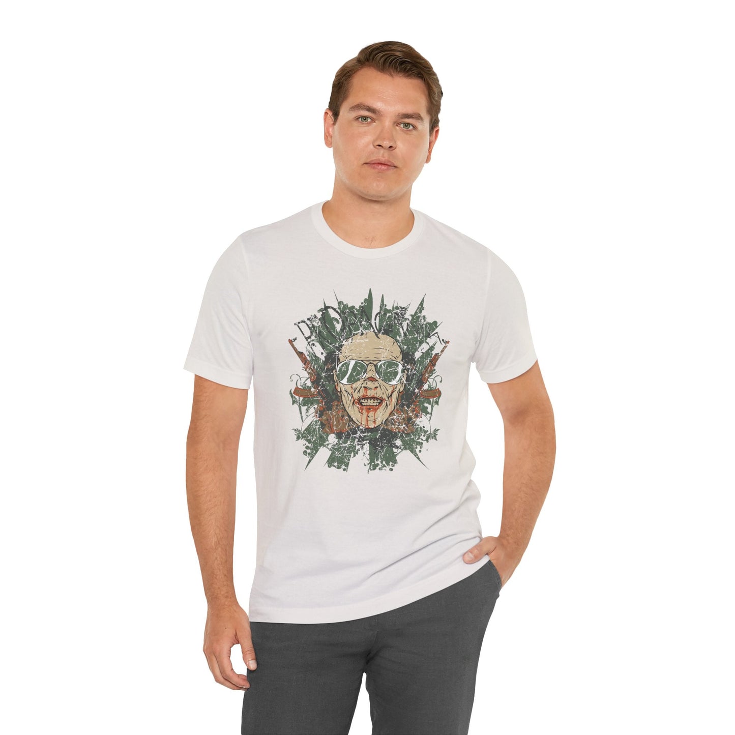 Retro Skull Floral Graphic Design Unisex Cotton T-Shirt G-2