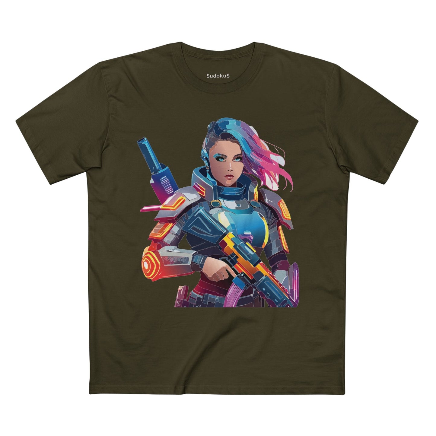Army-woman Graphic Unisex 100 Cotton Staple Tee 23
