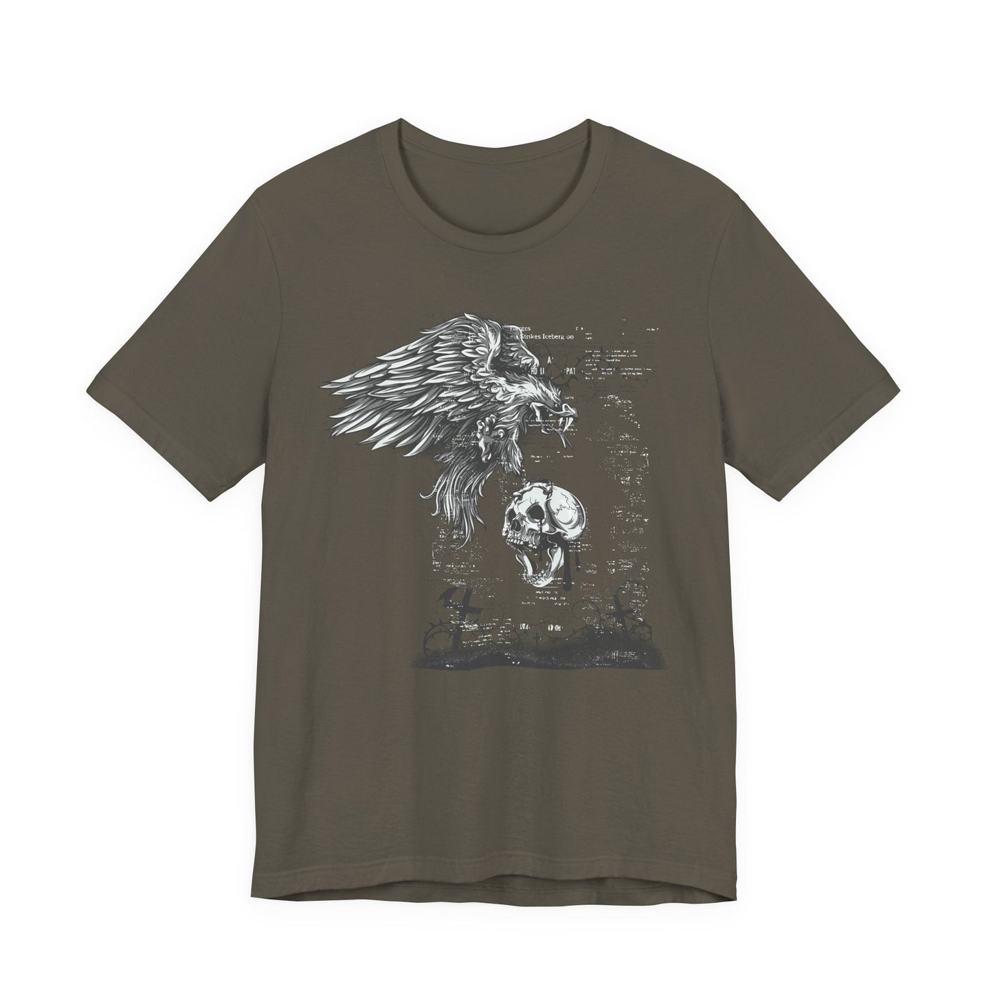 Raven and Skull Illustration Graphic Unisex Cotton T-Shirt r19