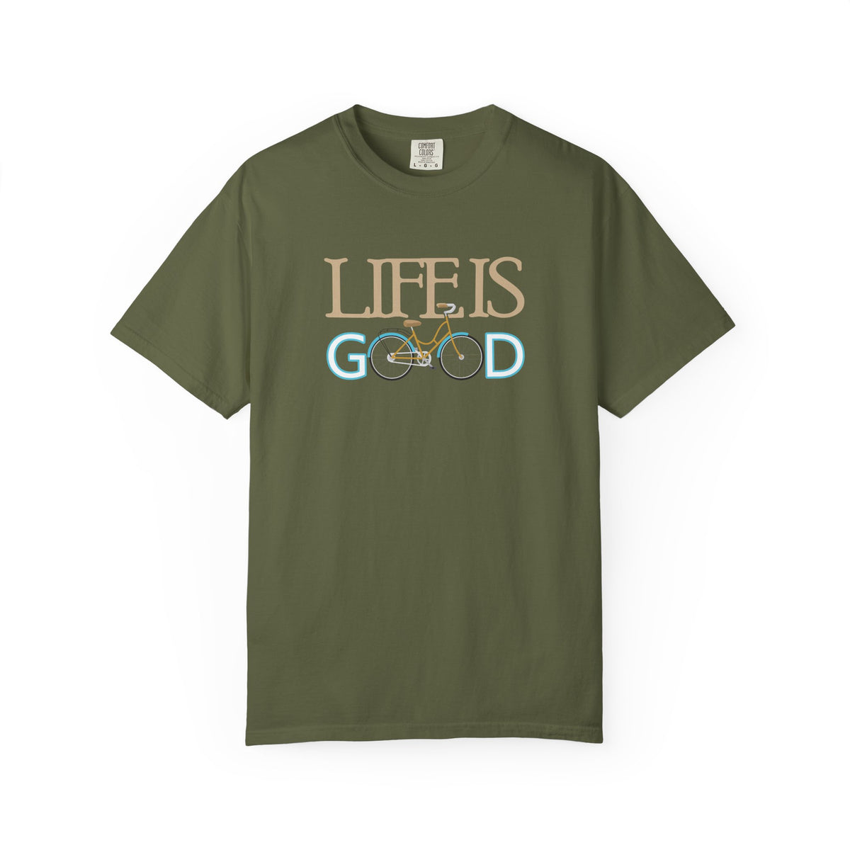 Life Is Good Bicycle Graphic Unisex Comfort Colors Garment-Dyed Heavyweight 100 Cotton Art Design T-Shirt w52
