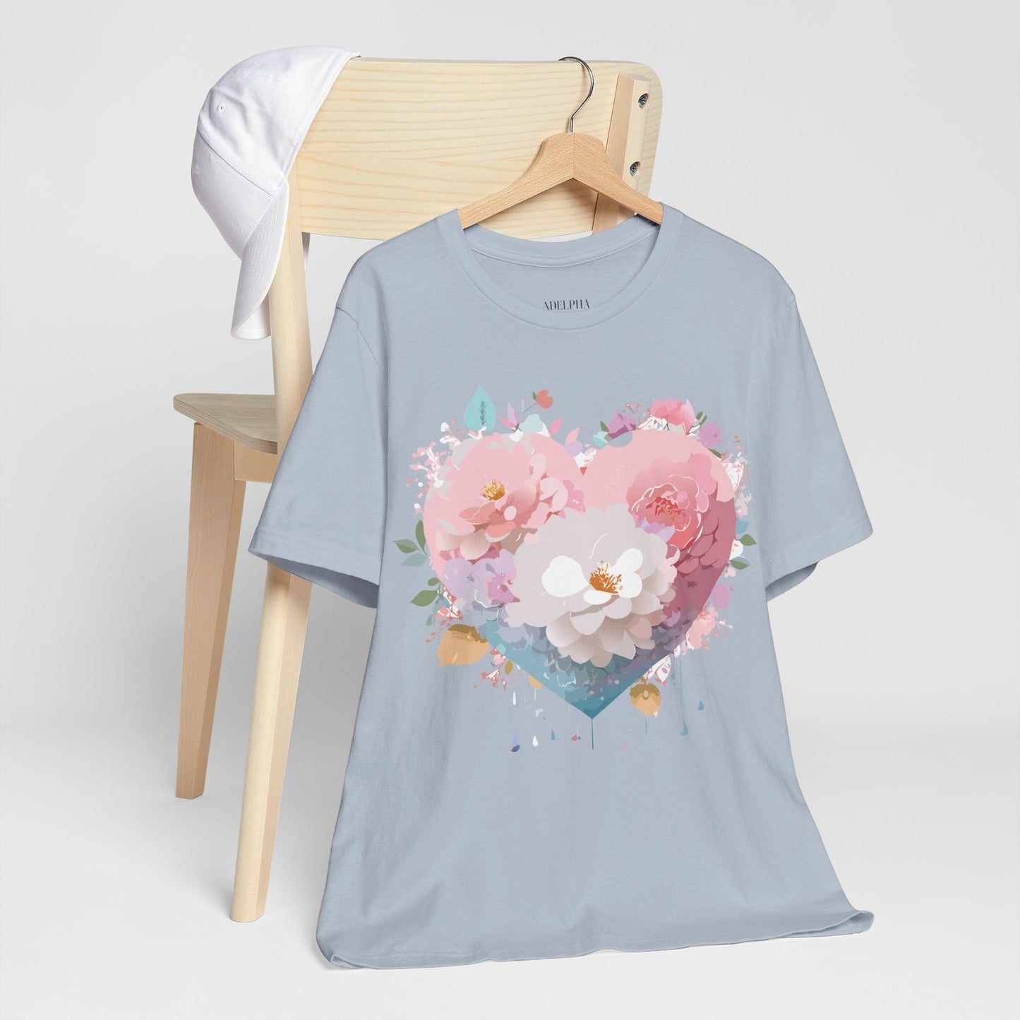 Valentine Day Graphic Unisex 100 Cotton Vintage Artwork with Love and Flower Design Tee 35