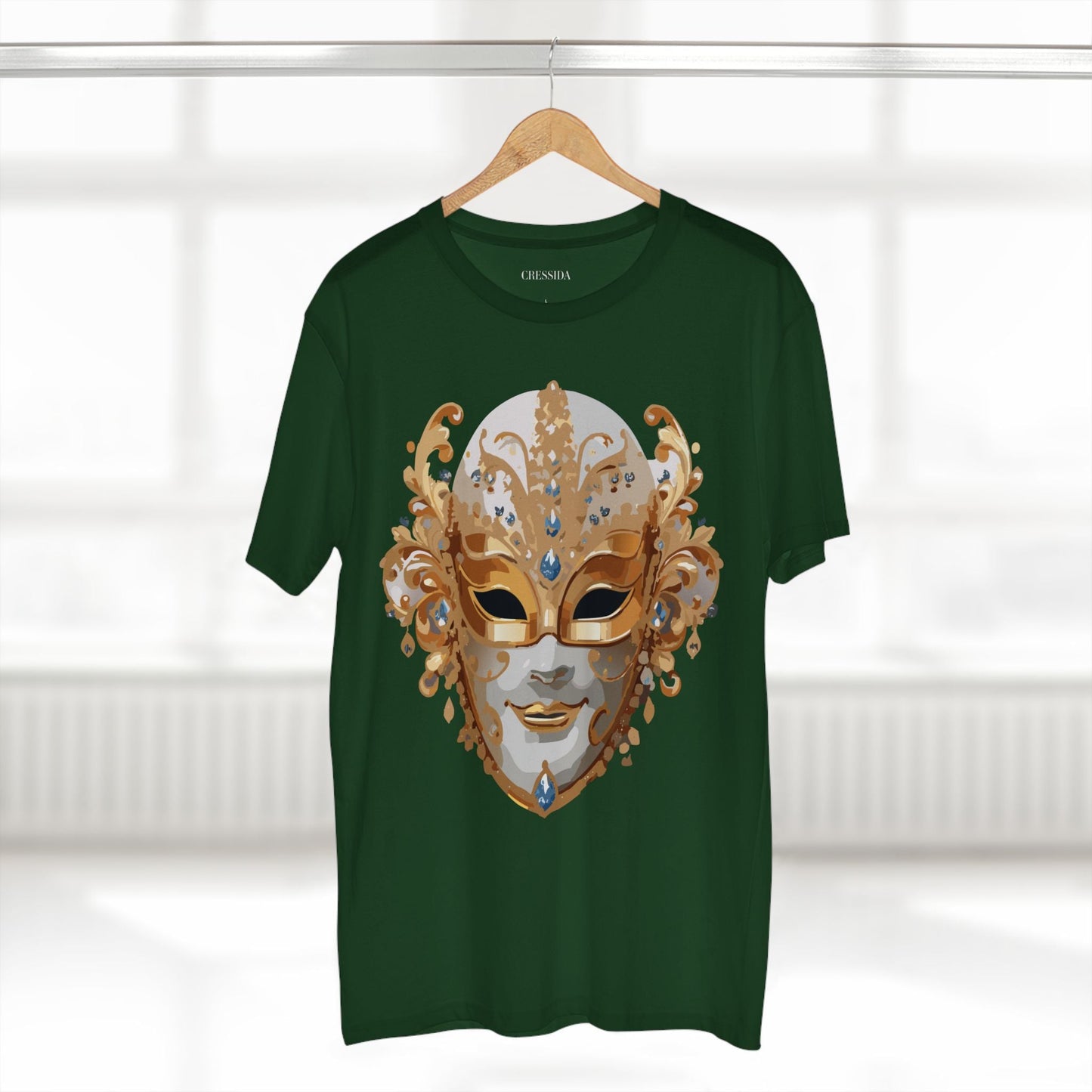 Carnival Mask Graphic T-Shirt Unisex 100 Cotton With Antique Gold Art Design Tee 20