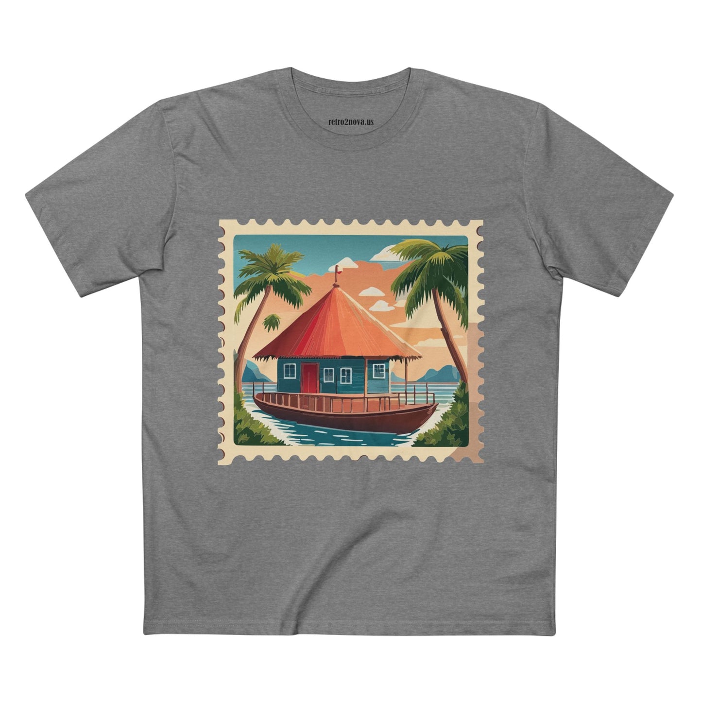 Unisex Postage Stamp Shirt Art Tee Premium Cotton By Retro2Nova Studio Collection