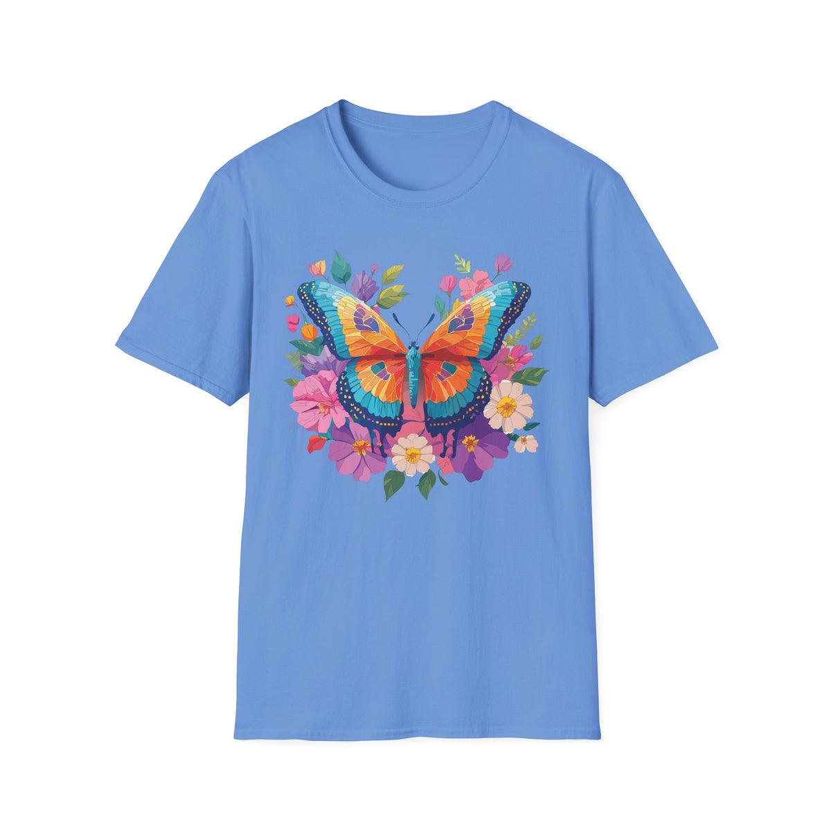 Colorful Butterfly Floral Tee | Vibrant Monarch Butterfly Graphic Tee Unisex 100 Cotton Gildan T-Shirt