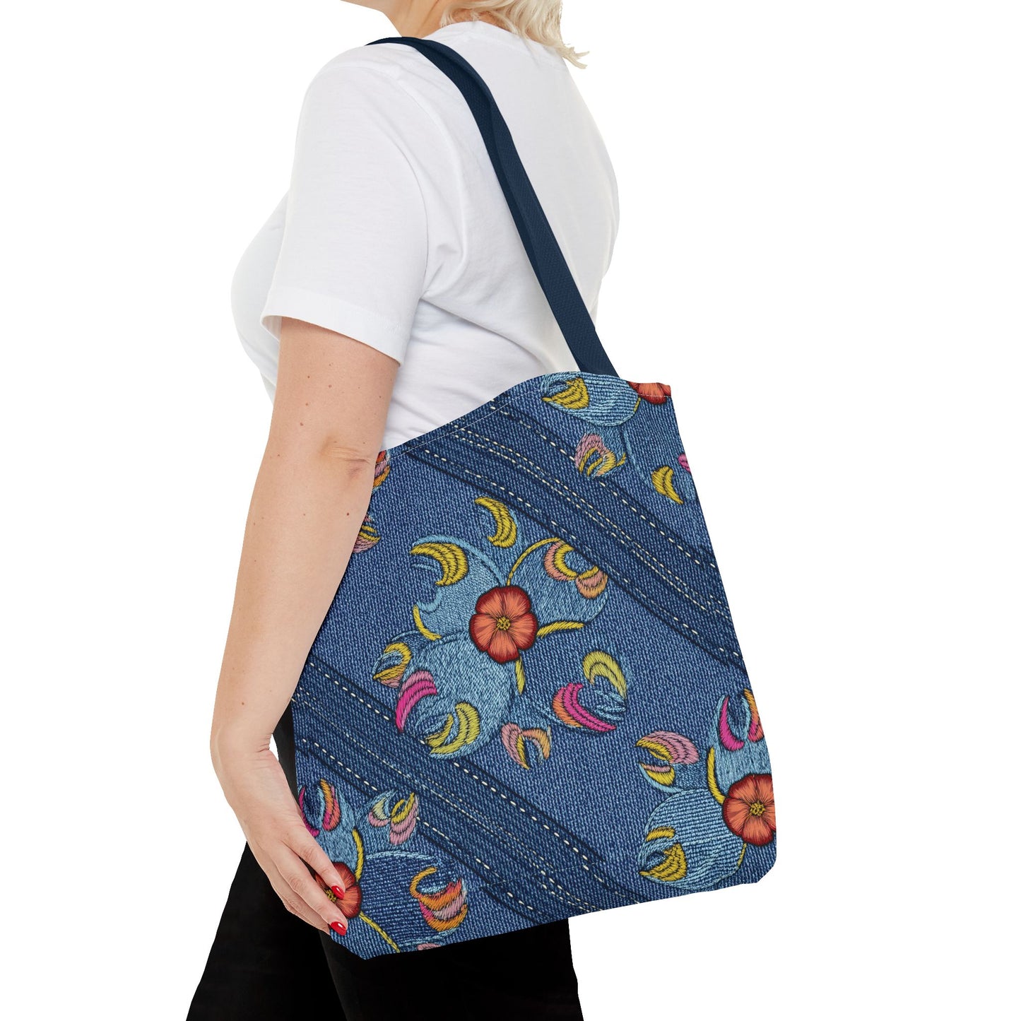DENIM PRINT CANVAS BAG HIGH-QUALITY 100% SPUN POLYESTER 3 SIZES CANVAS BAG-161