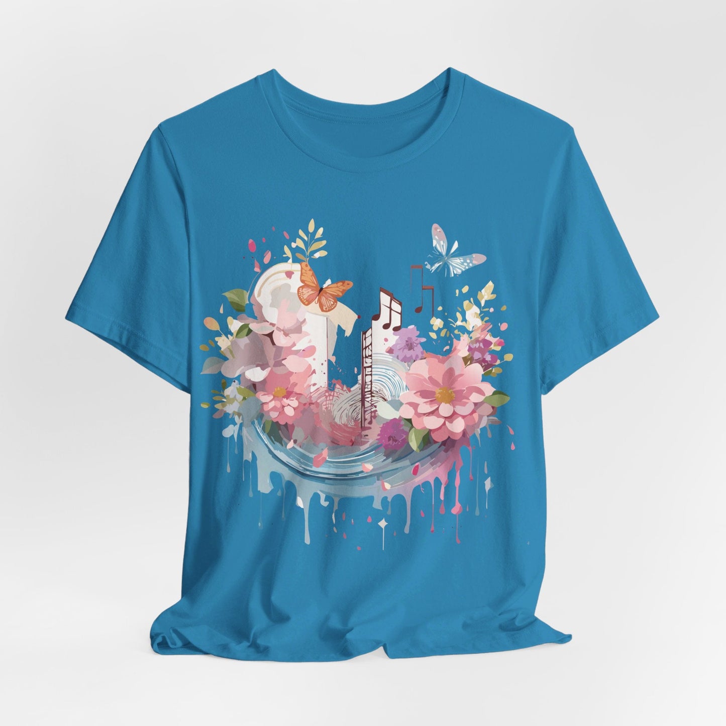 Music Graphic Unisex 100 Cotton Vintage Art with Musical Elements Tee 121