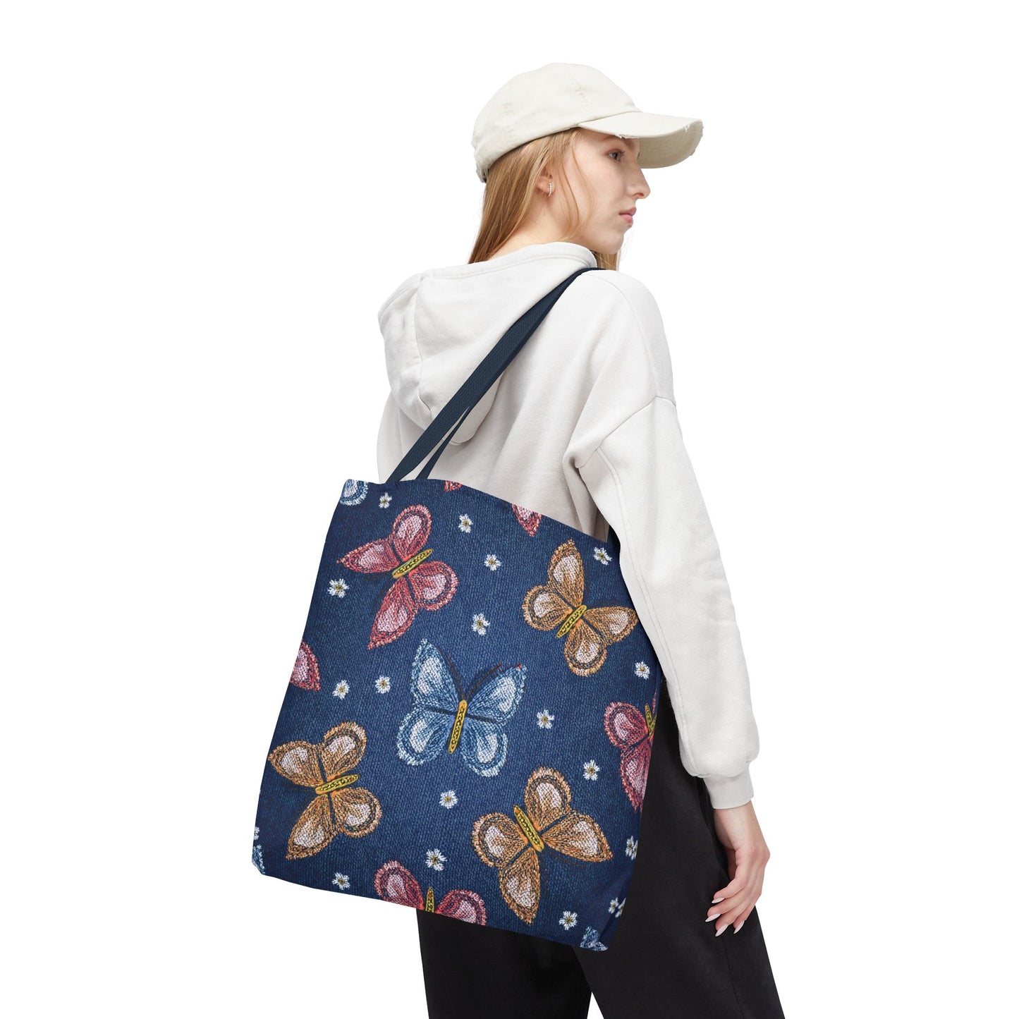 Denim Fabric Imitation Print Unisex Canvas Bag Poly Spun 3 Sizes Tote Bag 171