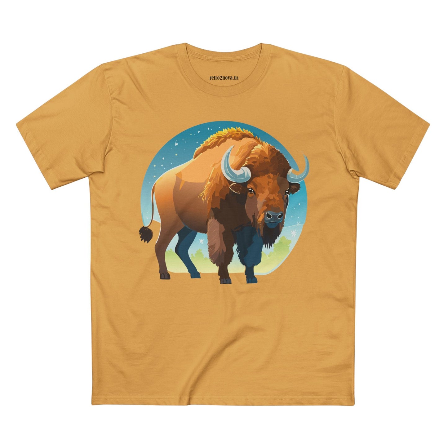 Unisex Premium Cotton Tee With Original Bison Art Design From Retro2Nova Art Collection Soft Breathable Everyday Comfort
