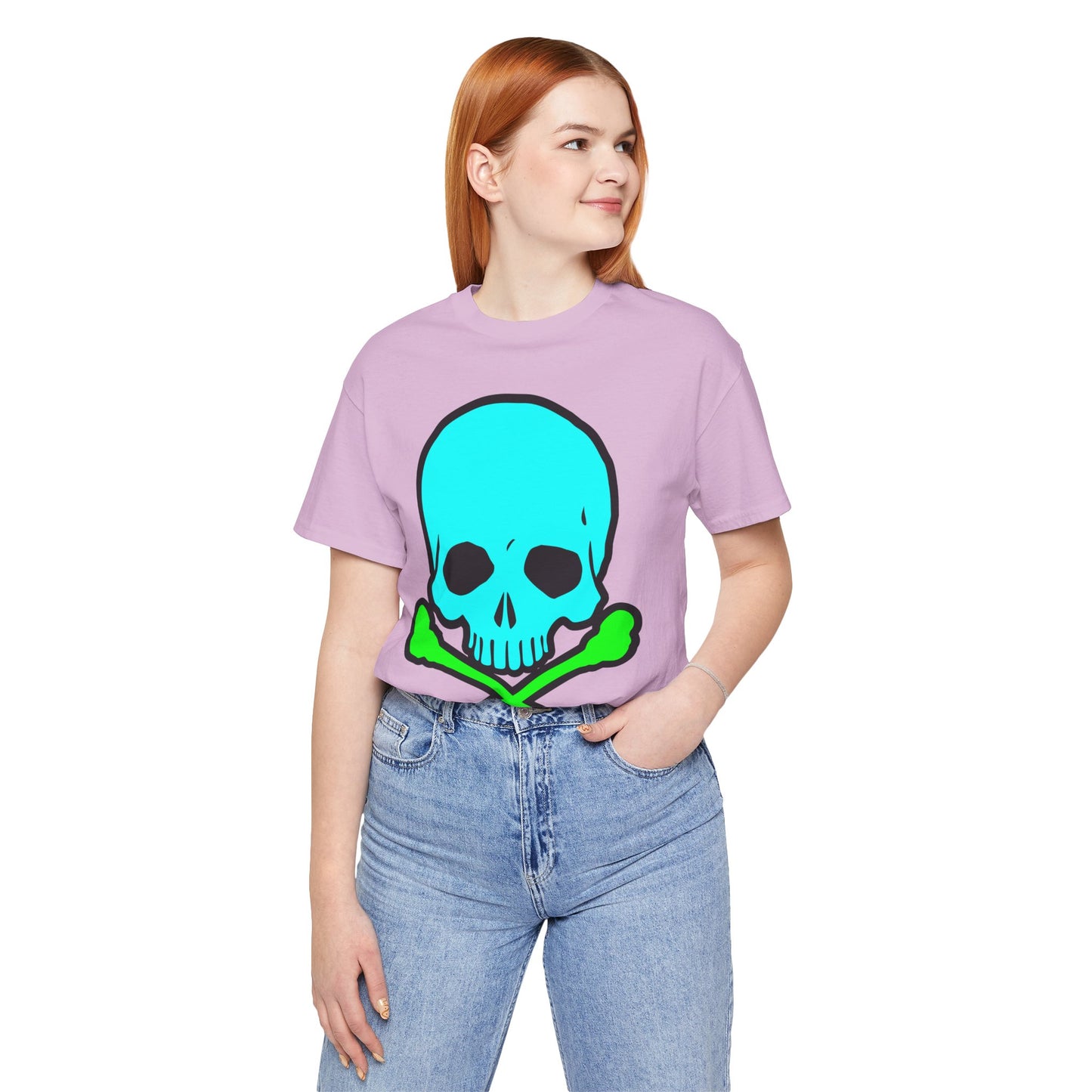Blue Skull Graphic Design Tee, Skull Shirt, Vintage Tees, Art Design T-Shirt, Vintage Graphic Tee, Art Shirts with Skulls