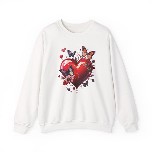 Big Red Heart Sweatshirt, Floral Red Heart Sweatshirt, Floral Love Sweatshirt, Valentine's Day Sweatshirt, Heart Floral Sweatshirt 105