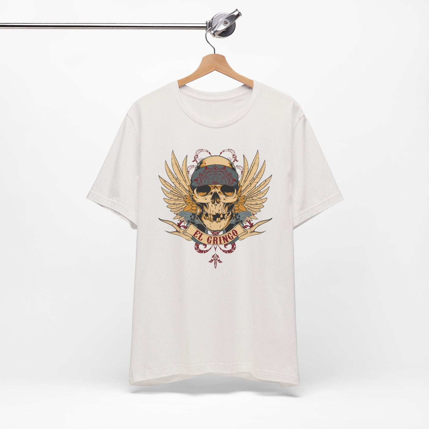 El Gringo Skull with Wings T-Shirt Vintage Tattoo Style Art-53