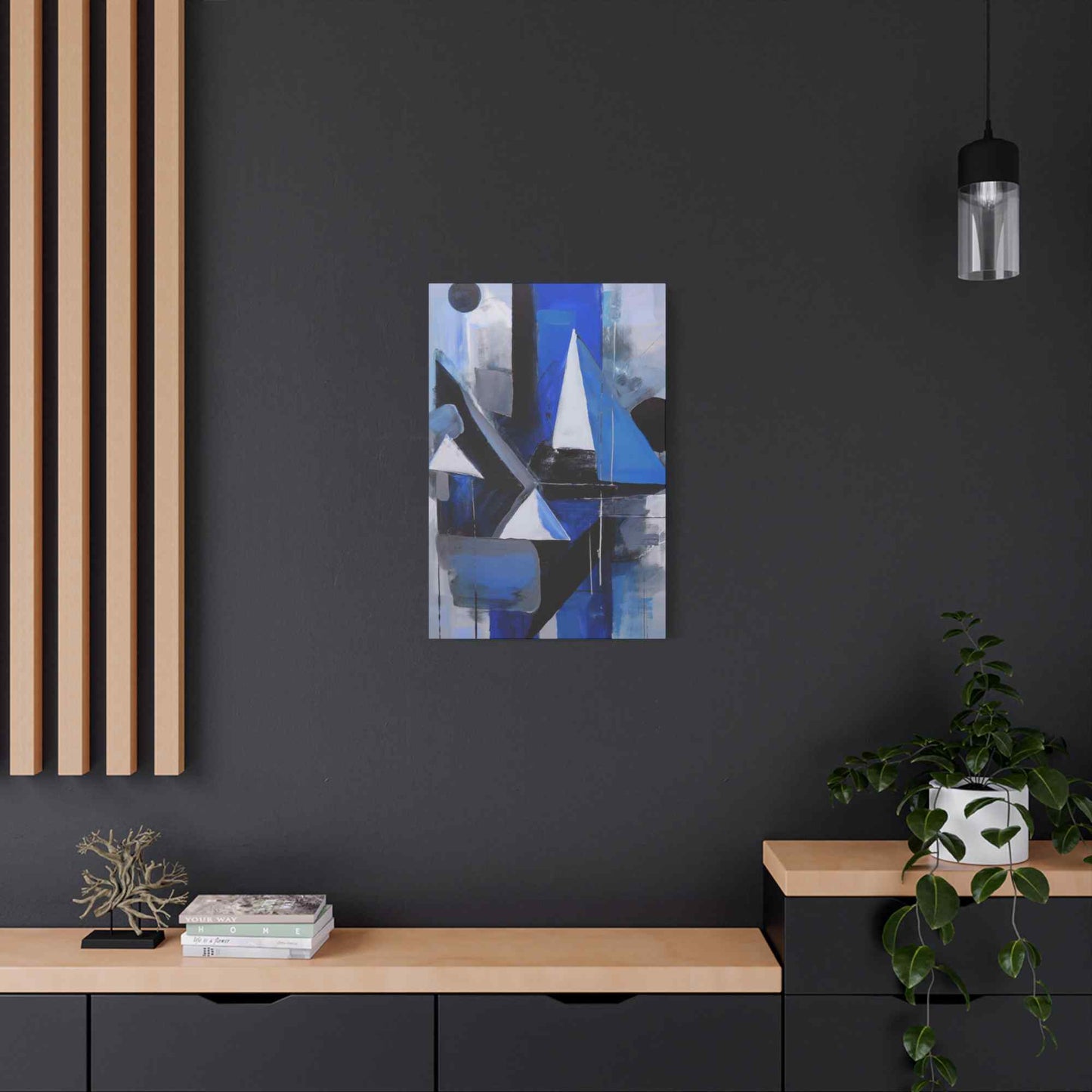Blue Abstract Painting Print Canvas 20x24,20x30,24x30, 24x32,24x36,30x40, 32x48,36x48,40x60 Pine-Wood Inner Frame ABS-26