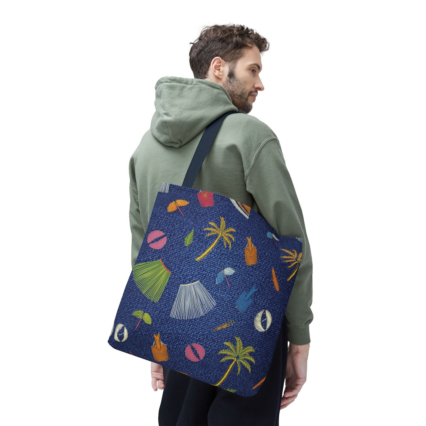 Denim Fabric Imitation Print Unisex Canvas Bag Poly Spun 3 Sizes Tote Bag 182-3