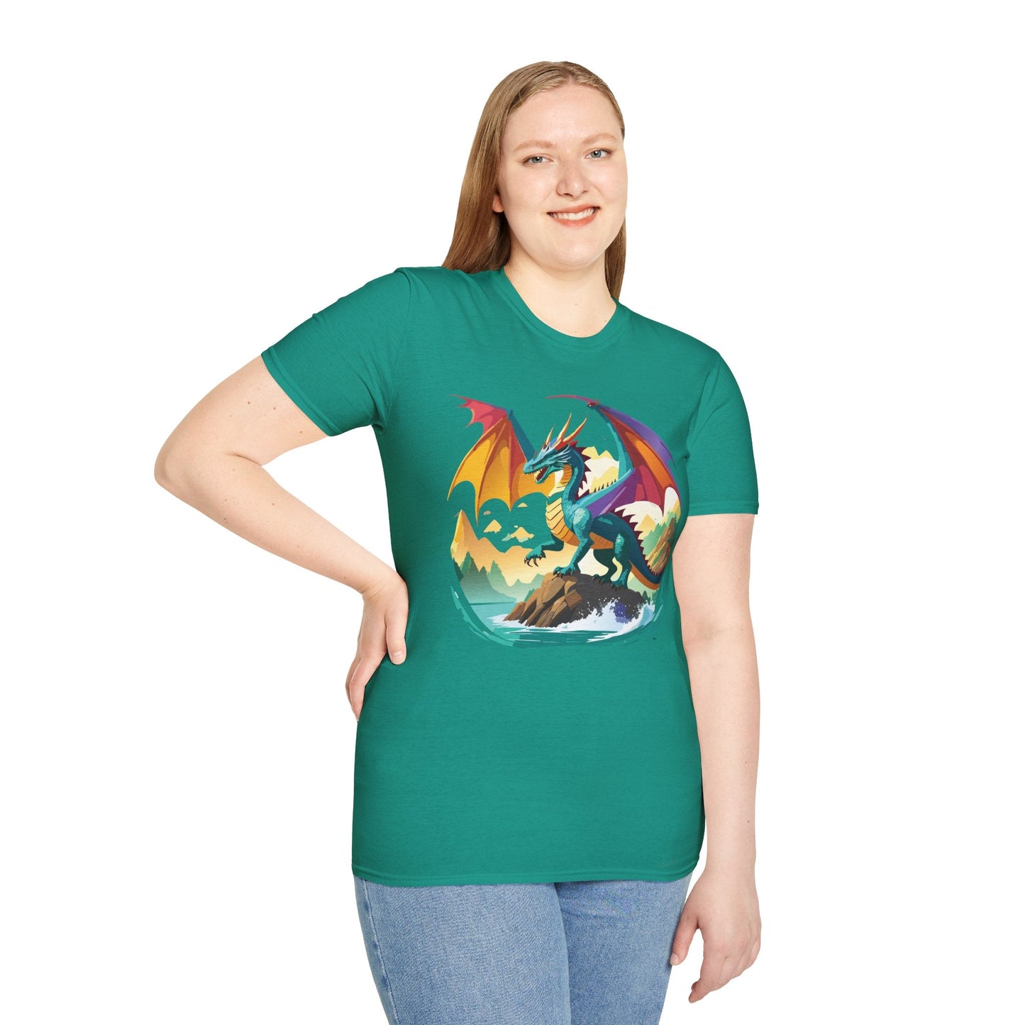Dragon T Shirt Unisex Dragon Shirt Animal Design Softstyle Tee 100 Percent Cotton