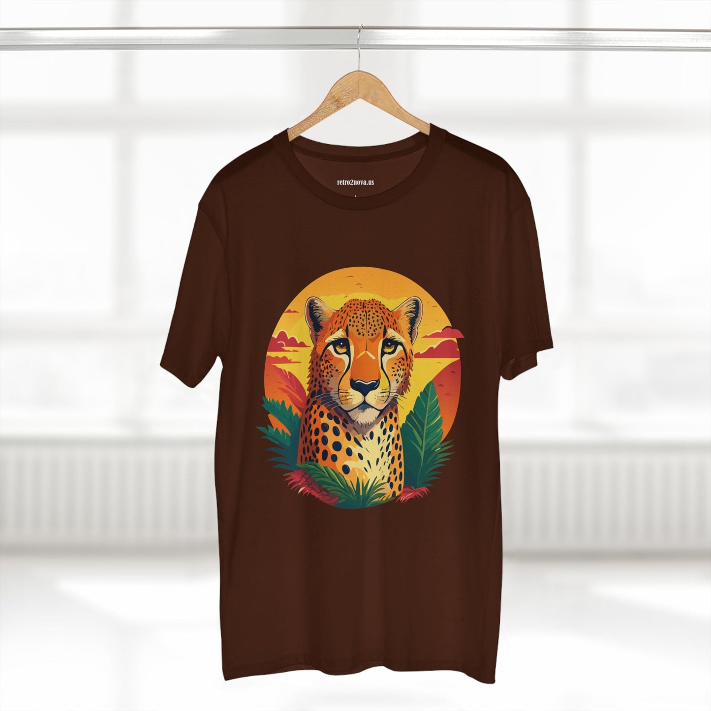 Unisex Cheetah Shirt Premium Cotton Staple Tee With Original Art Design By Retro2Nova Exclusive Art Collection