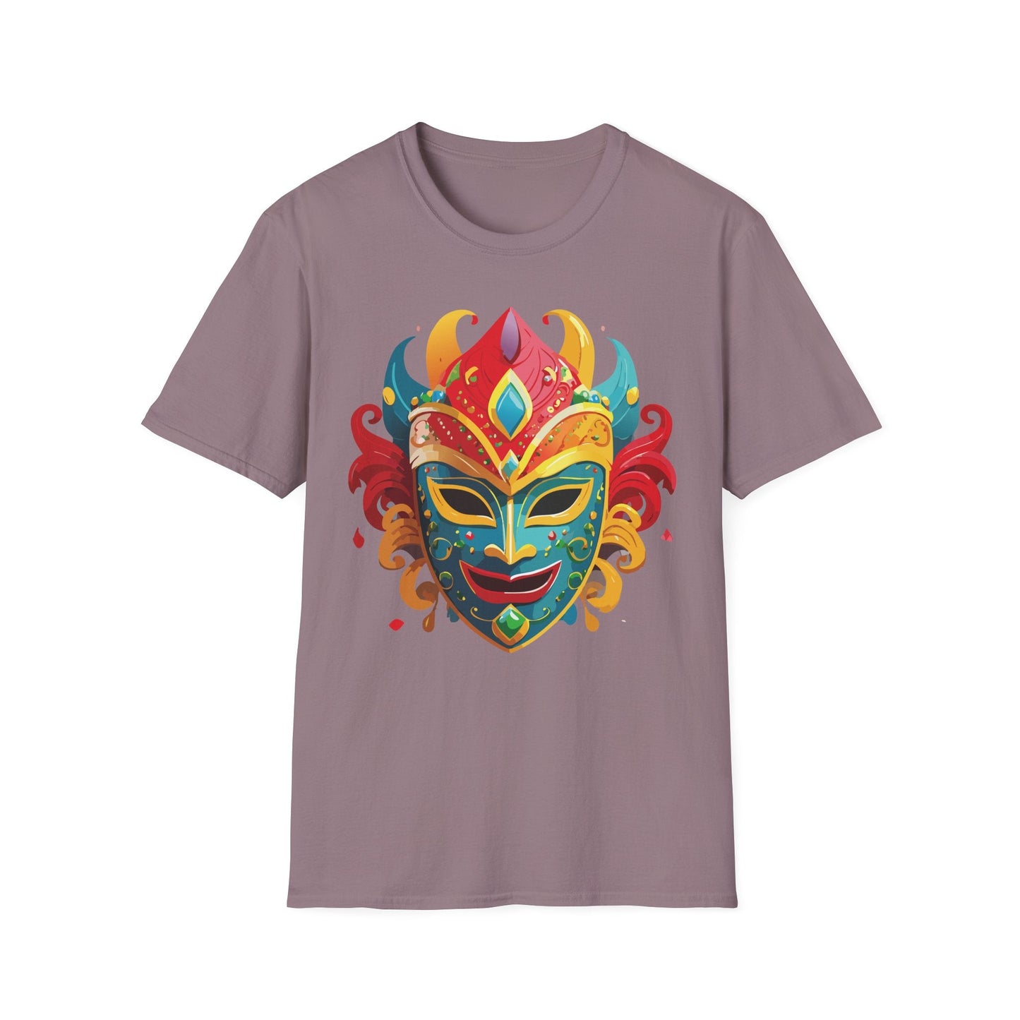Unisex Mask Tee Shirt Gildan Softstyle 64000 Ring Spun Cotton Breathable Masquerade Design