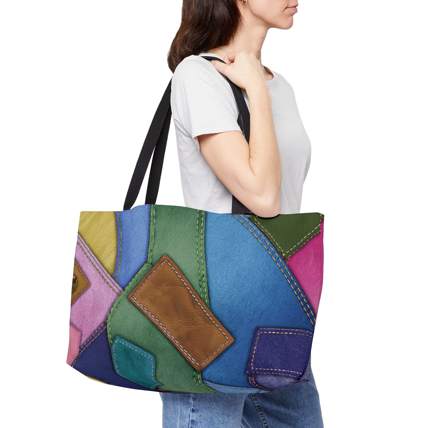 Denim Print Yoga Bag High-Quality 100% Spun Polyester 24x13 Canvas Gym Bag 45