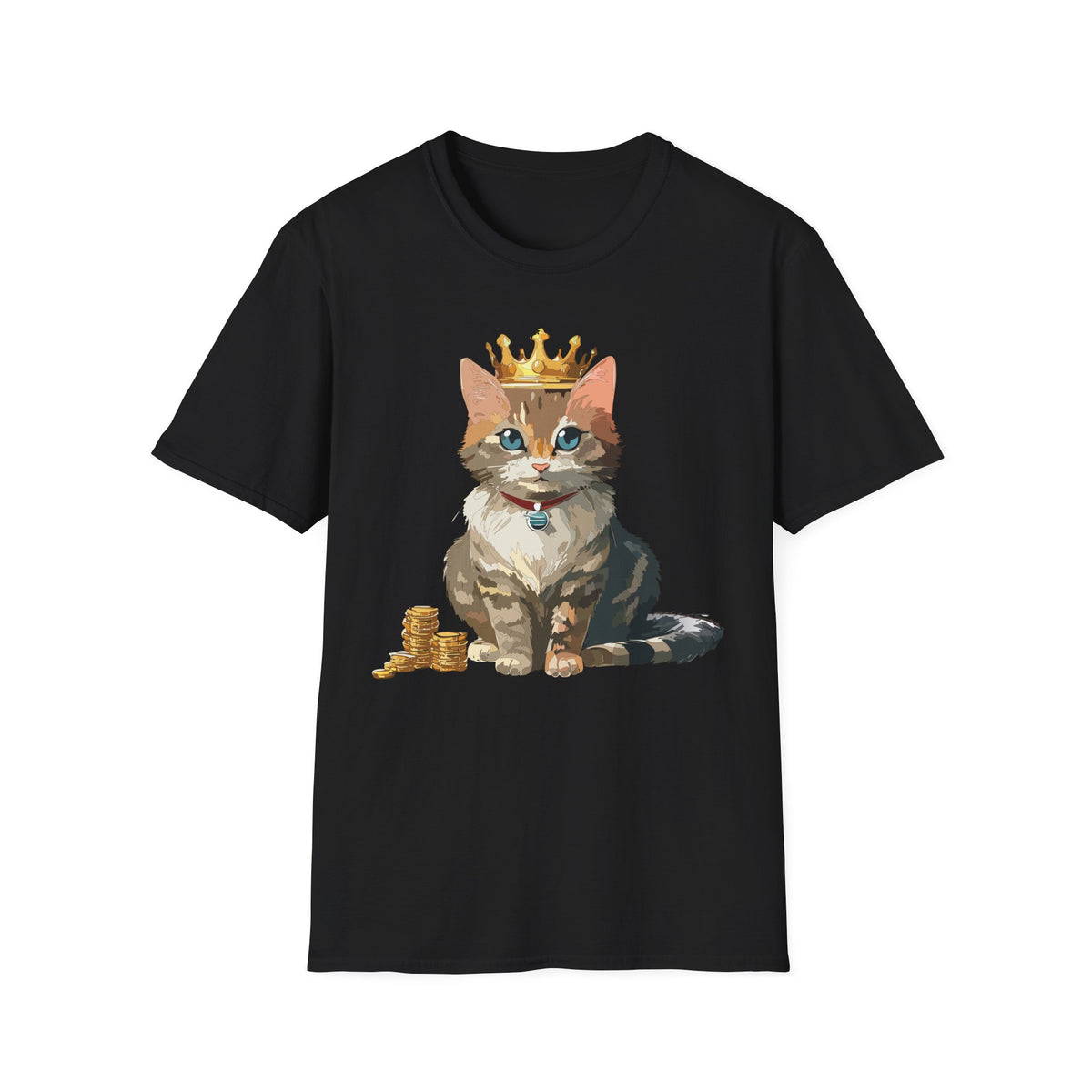 Crowned Tabby Cat T-Shirt | Cute Kitty with Crown and Treasure