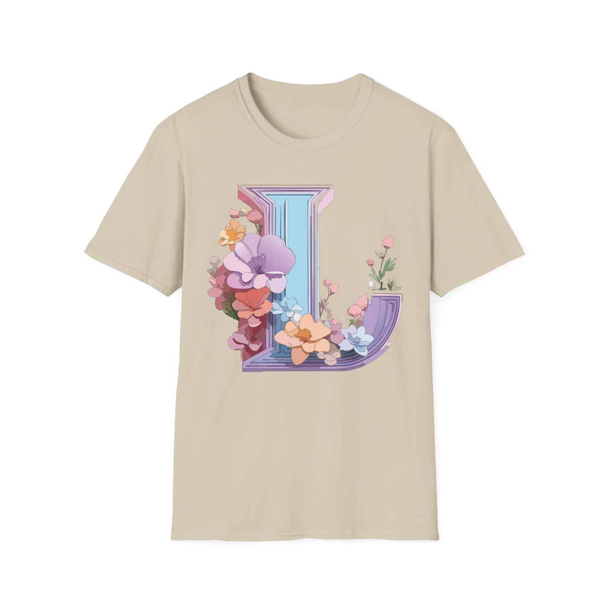 Floral Letter L T-Shirt | Botanical Initial Monogram Tee