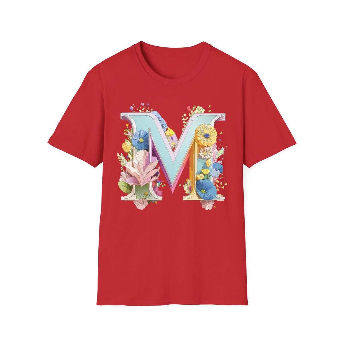 Floral Letter M T-Shirt | Monogram Initial Tee, Spring Flowers