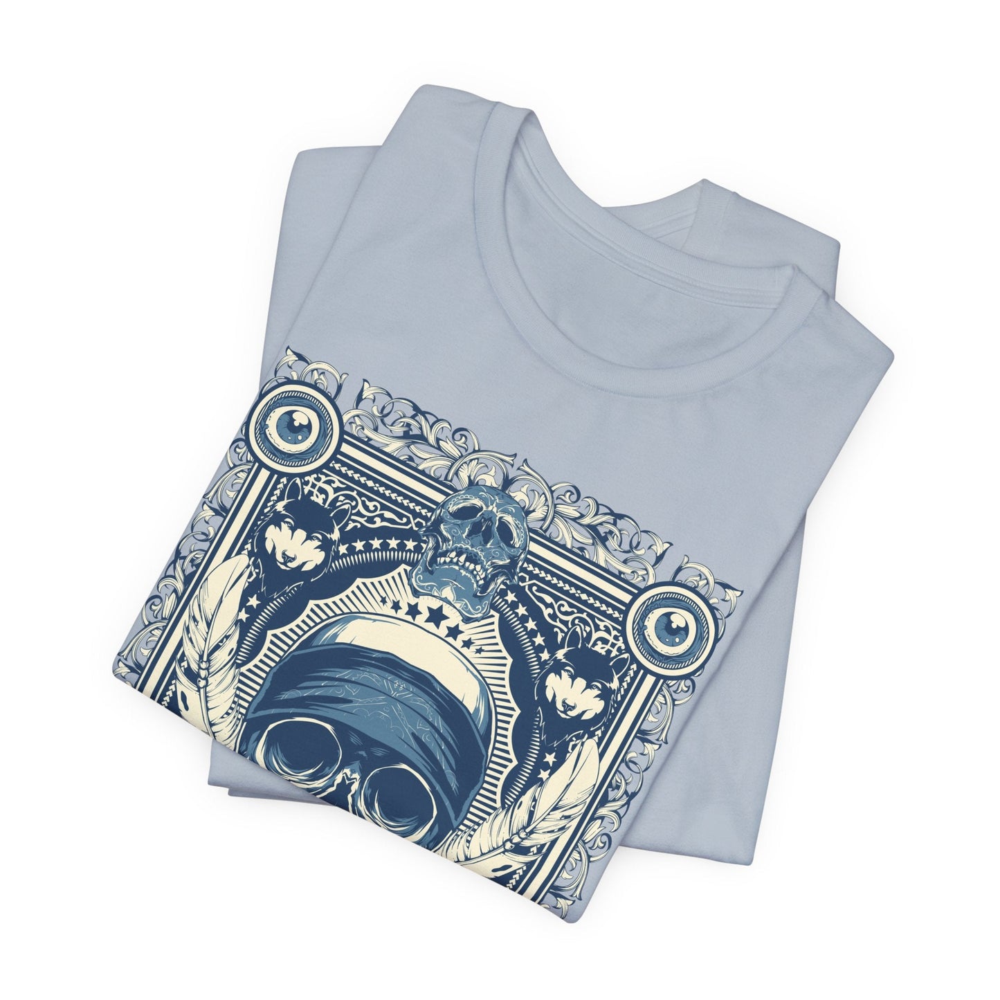 Skull Crown Graphic Tee Vintage Ornate Skull Illustration Rock Band T-Shirt