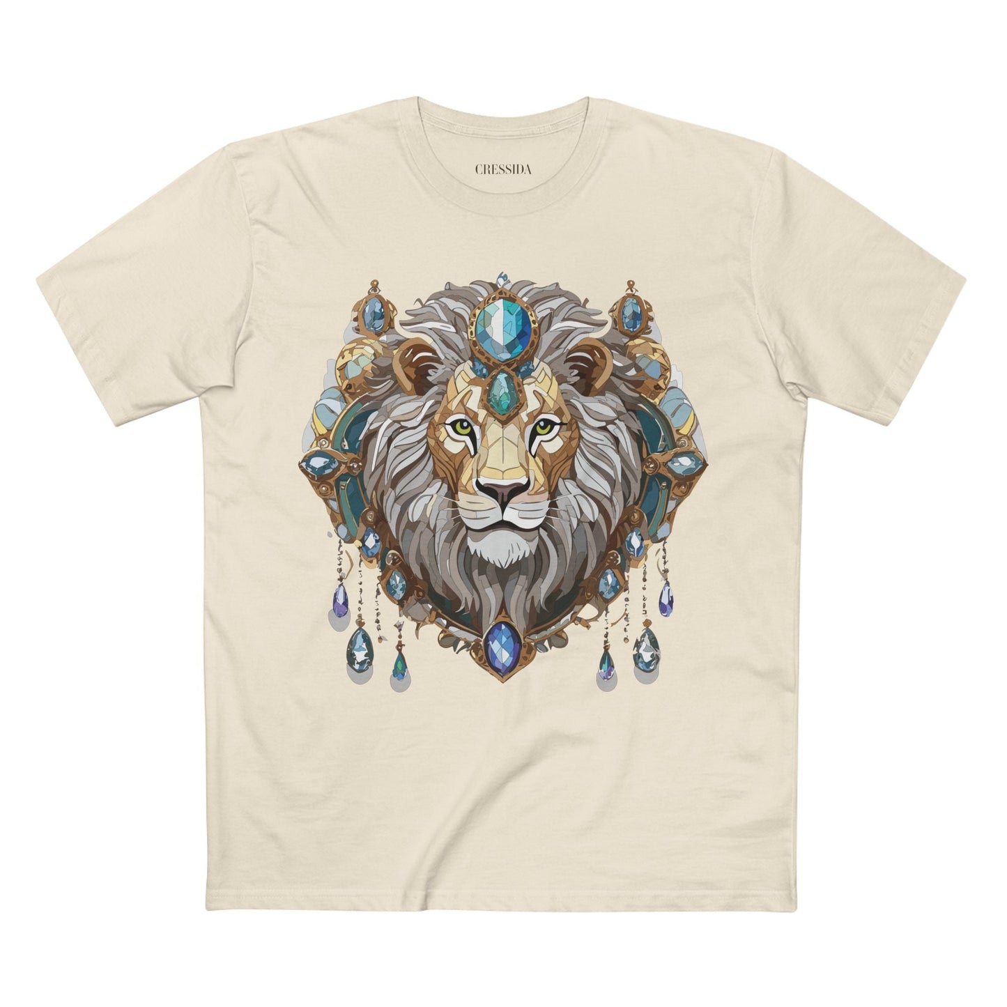 Lion Graphic Unisex 100 Cotton Tee With Unique Animal Golden Medallion Art Design 61
