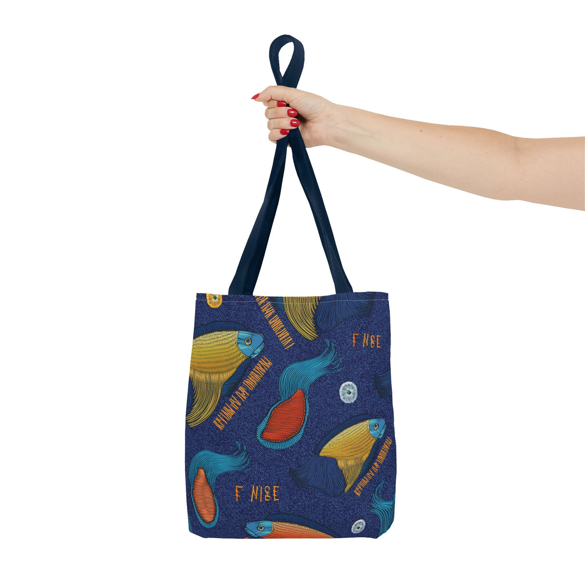 Denim Fabric Imitation Print Unisex Canvas Bag Poly Spun 3 Sizes Tote Bag 193