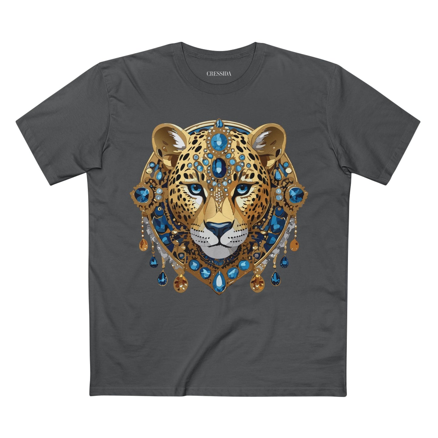 Cheetah Graphic Unisex 100 Cotton Tee With Unique Animal Golden Medallion Art Design 47