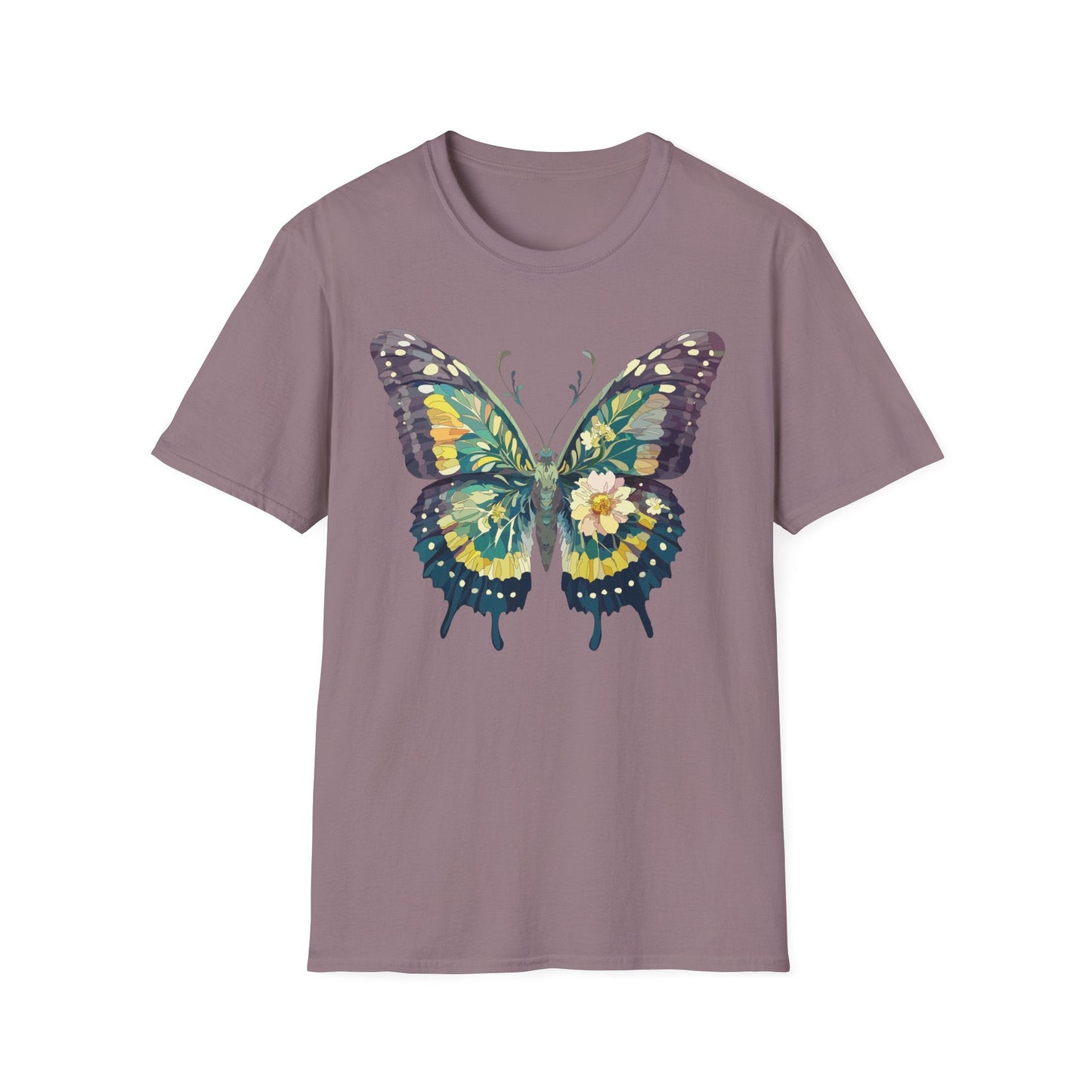Butterfly Shirt Unisex Monarch Print T Shirt Gildan Softstyle 64000 Lightweight Tee