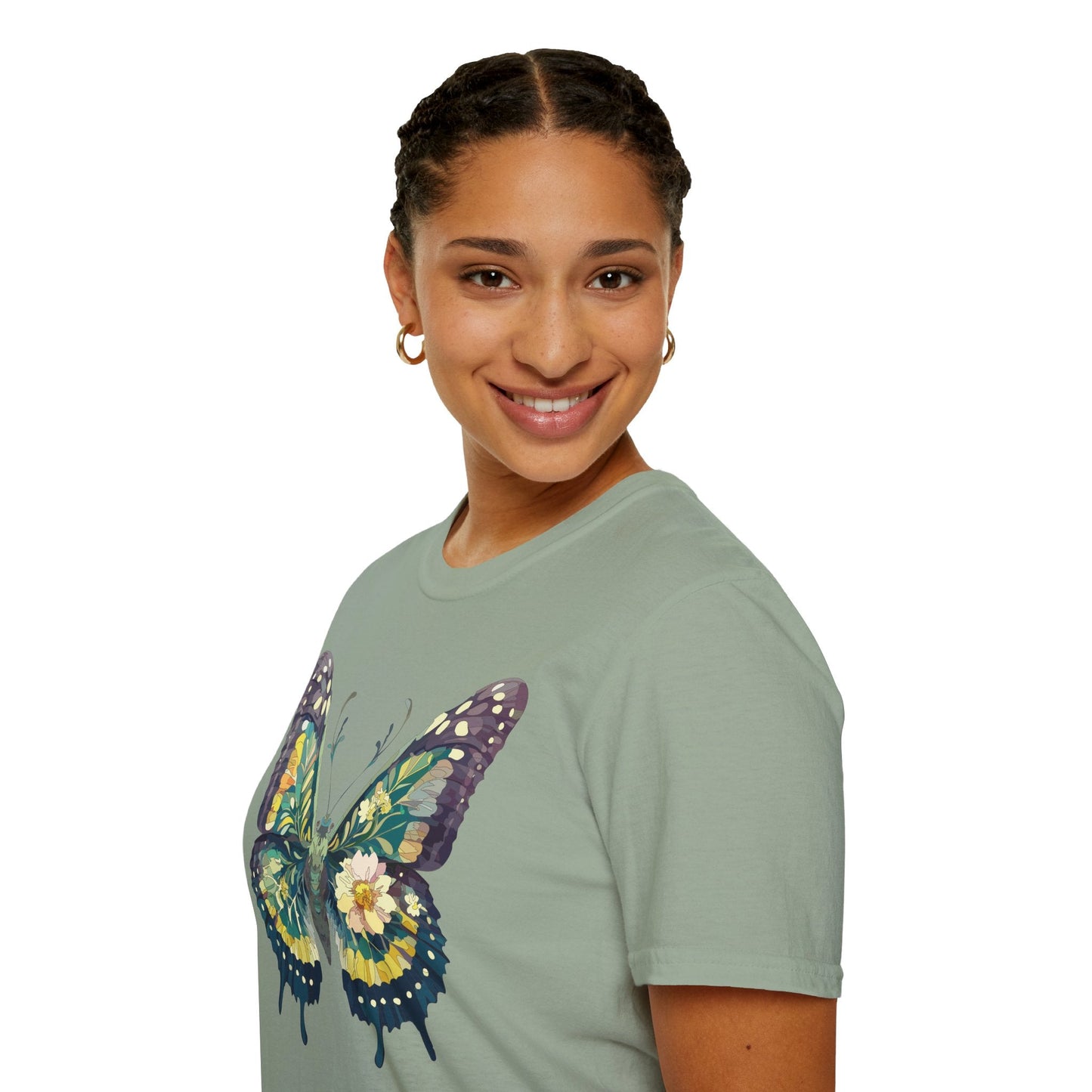 Butterfly Shirt Unisex Monarch Print T Shirt Gildan Softstyle 64000 Lightweight Tee