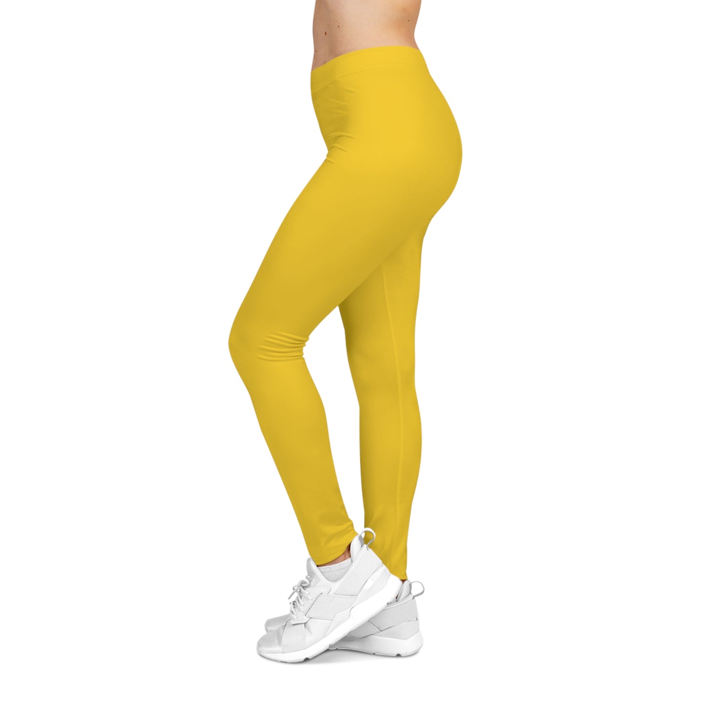 Golden Yellow Color Women's Poly-Span Casual Leggings XS-2XL
