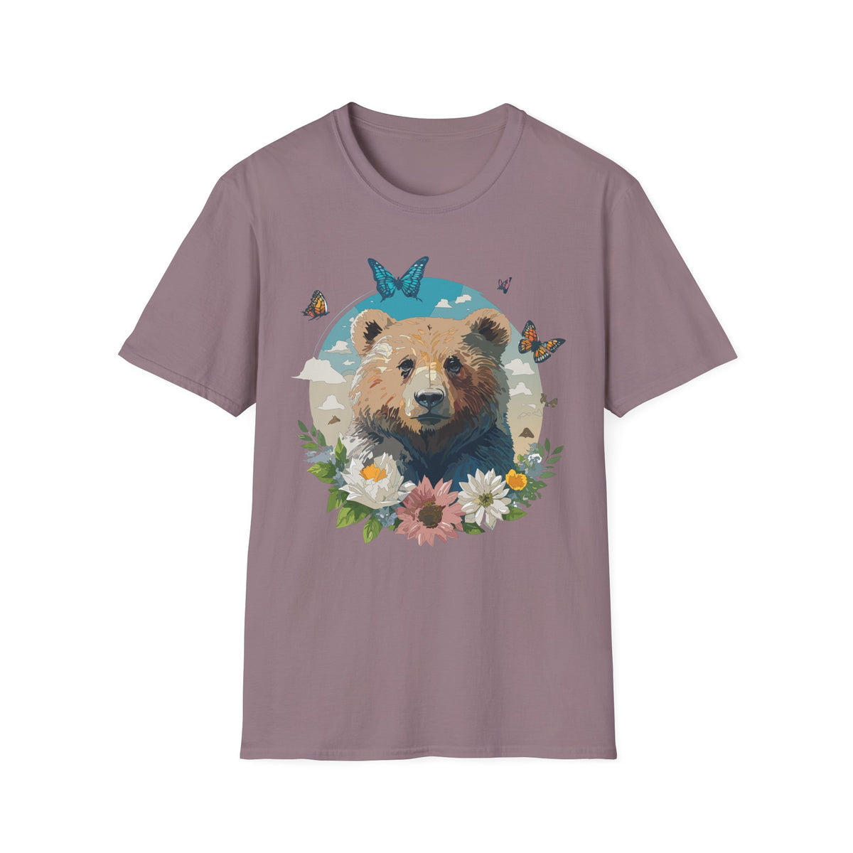 Bear with Butterflies T-Shirt | Floral Nature Wildlife Tee
