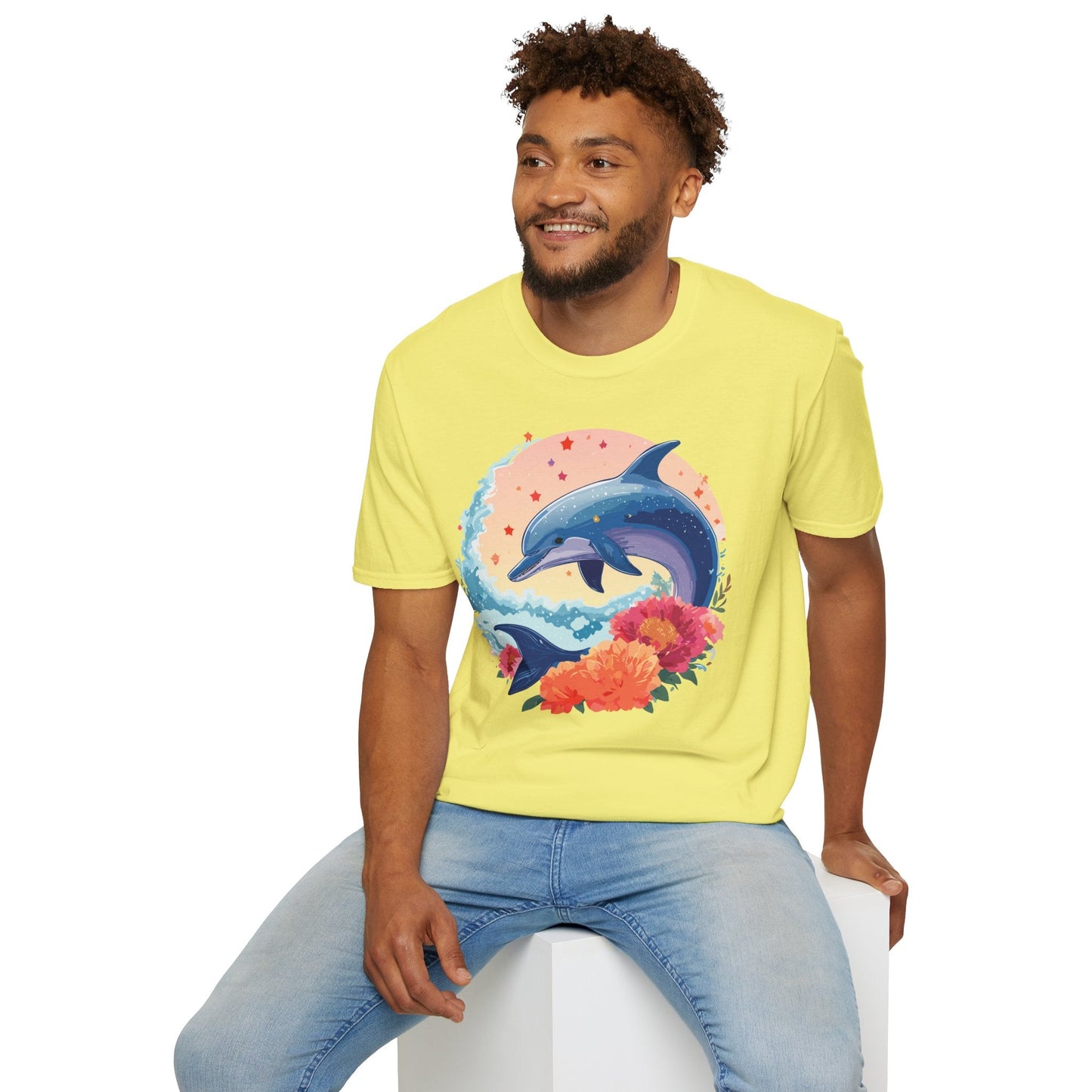 Dolphin Shirts Unisex Tee 100 Percent Ring Spun Cotton Gildan Softstyle 64000 For Everyday Comfort