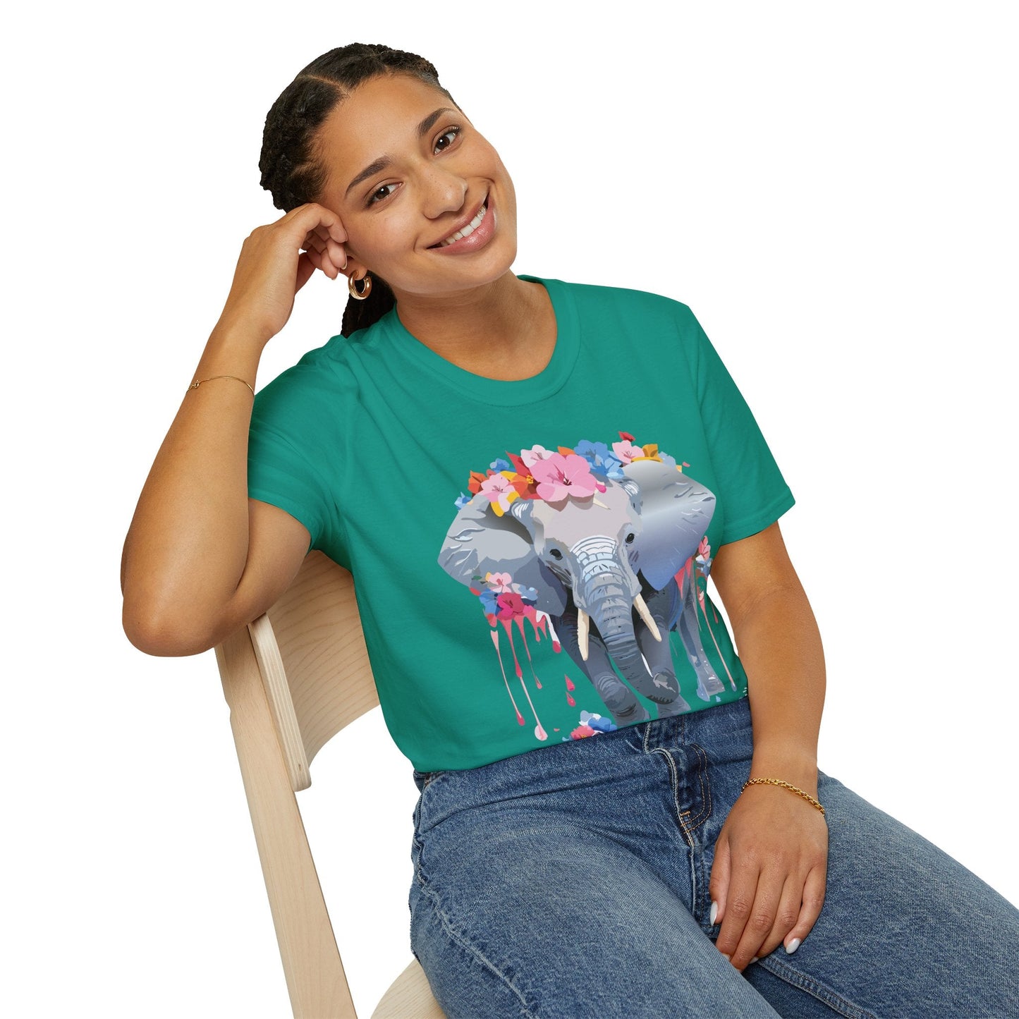 Elephant Graphic T Shirt Unisex Animals Tee Softstyle 64000 Gildan Comfort Breathable