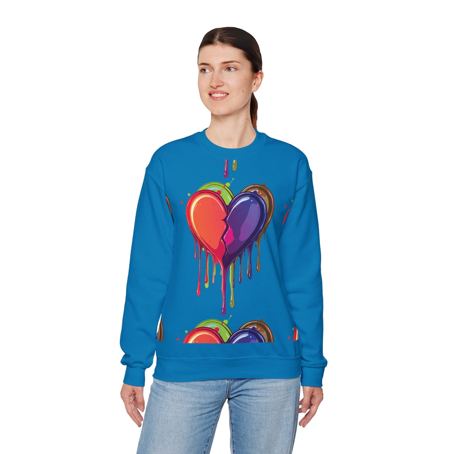 Double Bleeding Heart Sweatshirt, Big Heart Sweatshirt, Love Sweatshirt, Valentine's Day Sweatshirt, Heart Sweatshirt 119