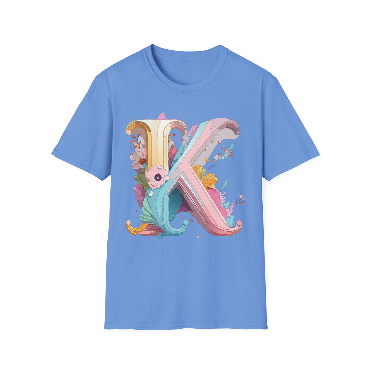 Floral Letter K T-Shirt | Botanical Monogram Tee